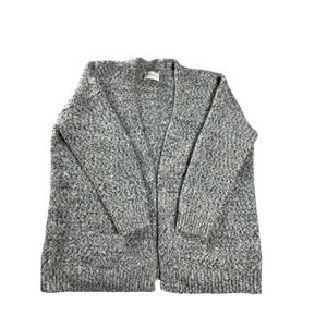 Mia & Tess Open Front Cardigan M/L Gray Marled Knit Cozy Layering